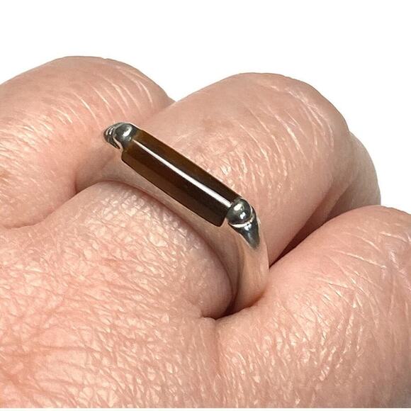 925 CPT TH Ring Tiger’s Eye Sterling Silver Size 8.75 Women 4.48g - Picture 8 of 16